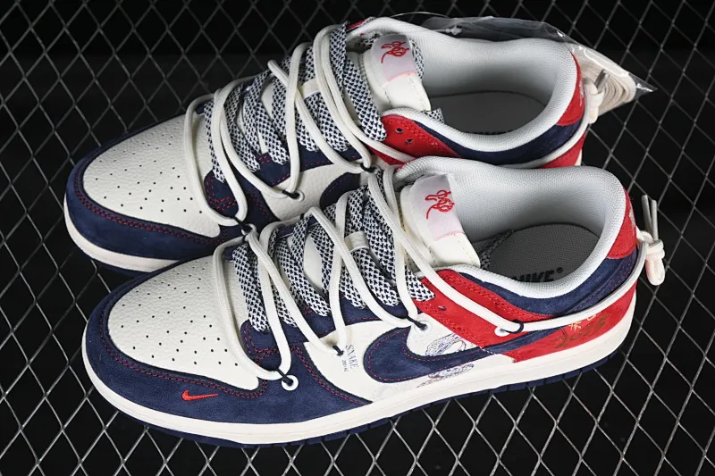 All categories Nk SB Dunk Series Nk SB Dunk Low High-end customized low-top sneakers Nike SB Dunk Low Year of the Snake series Strap blue and white navy hook Low-top casual sports skateboard shoes YX5066-288